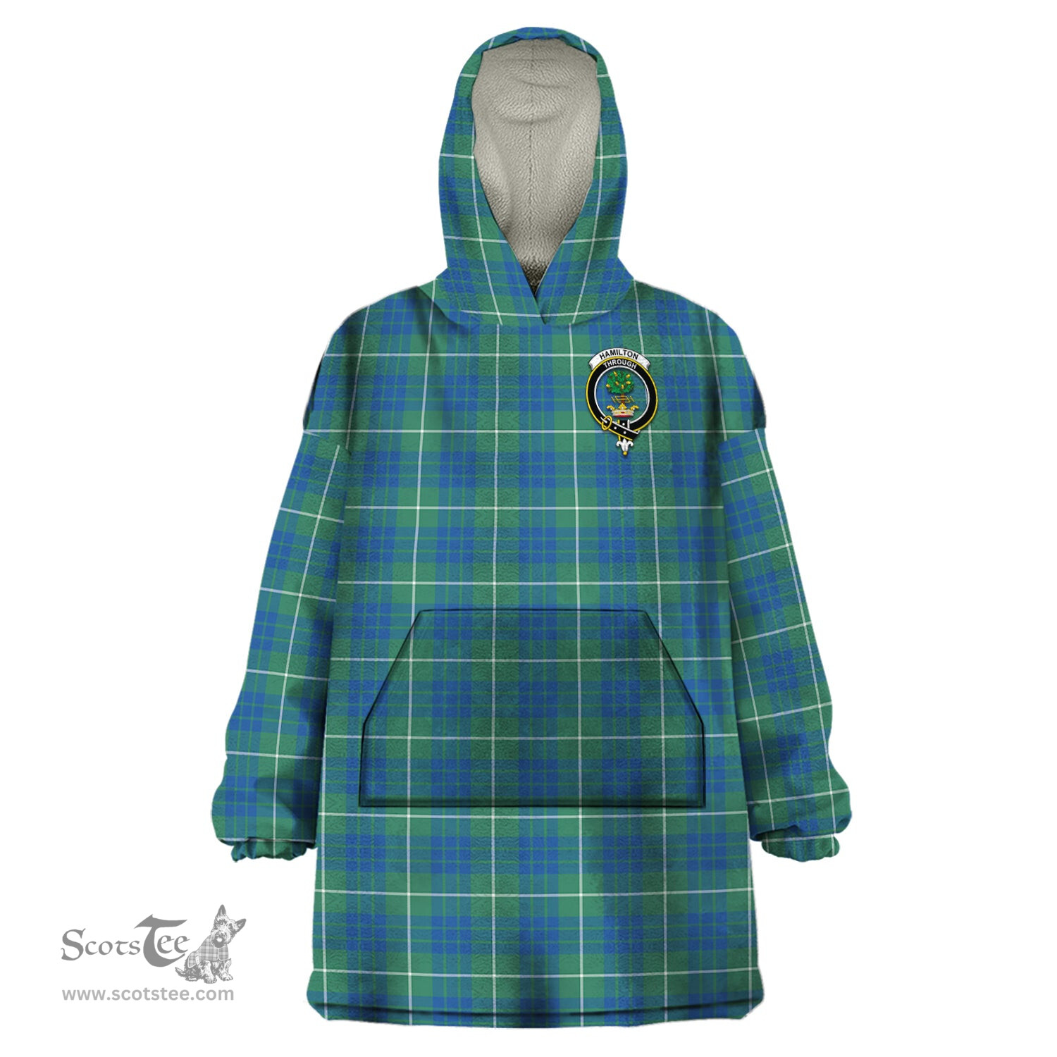 Scottish Hamilton Hunting Ancient Clan Family Crest Tartan Snuggie Hoodie Plaid Wearable Blanket Hoodie
