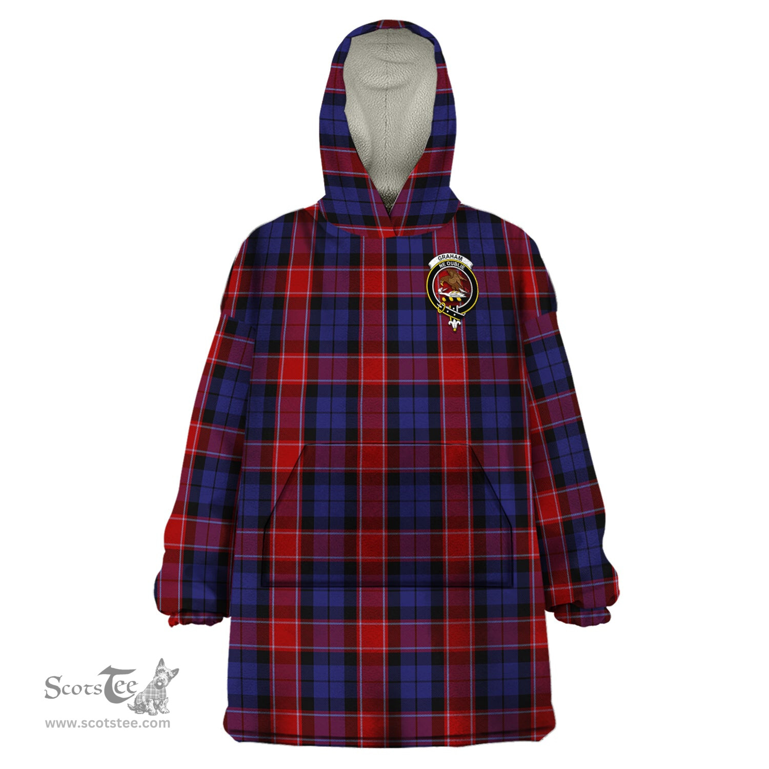 Scottish Graham of Menteith Red Clan Family Crest Tartan Snuggie Hoodie Plaid Wearable Blanket Hoodie