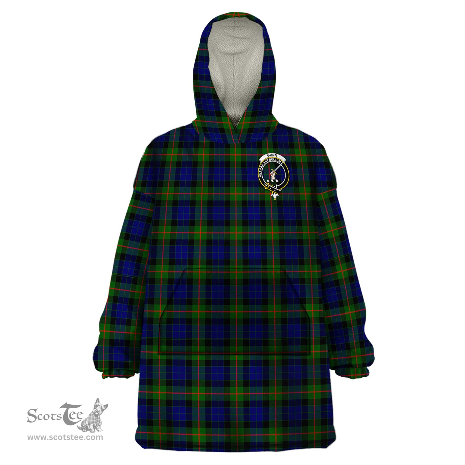 Scottish Gunn Modern Clan Family Crest Tartan Snuggie Hoodie Plaid Wearable Blanket Hoodie
