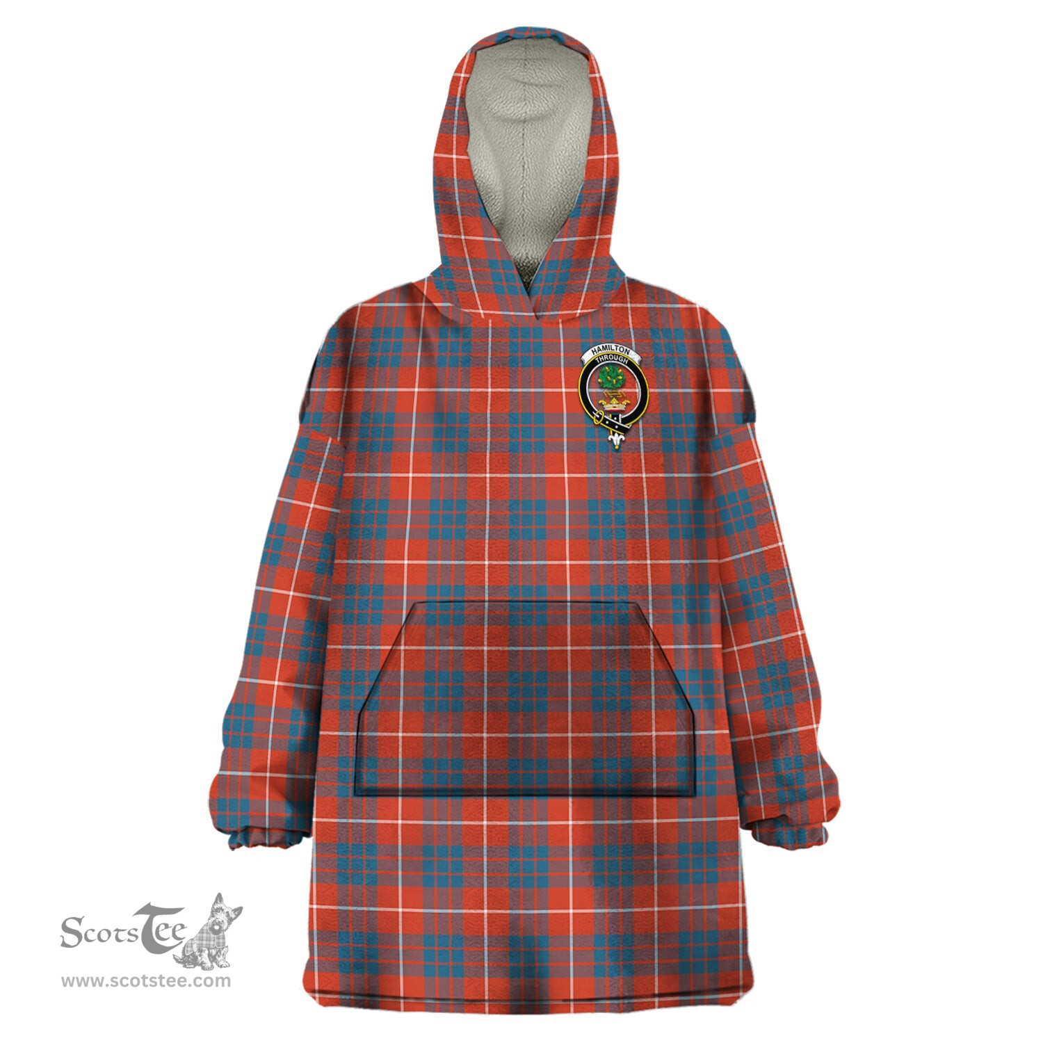 Scottish Hamilton Ancient Clan Family Crest Tartan Snuggie Hoodie Plaid Wearable Blanket Hoodie