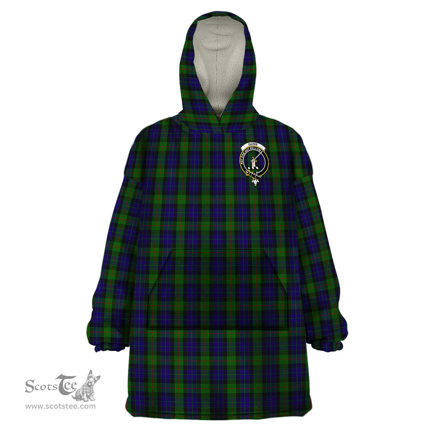 Scottish Gunn Clan Family Crest Tartan Snuggie Hoodie Plaid Wearable Blanket Hoodie