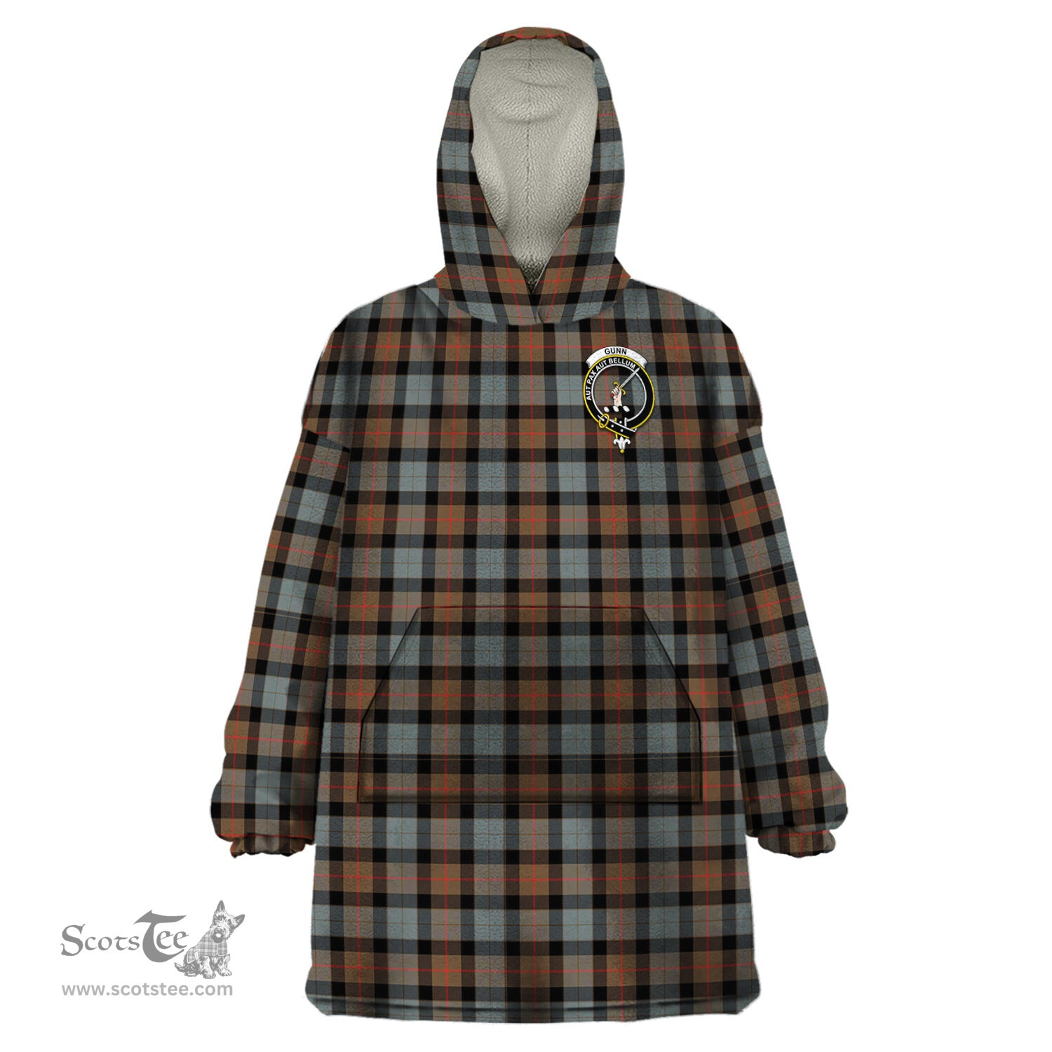 Scottish Gunn Weathered Clan Family Crest Tartan Snuggie Hoodie Plaid Wearable Blanket Hoodie
