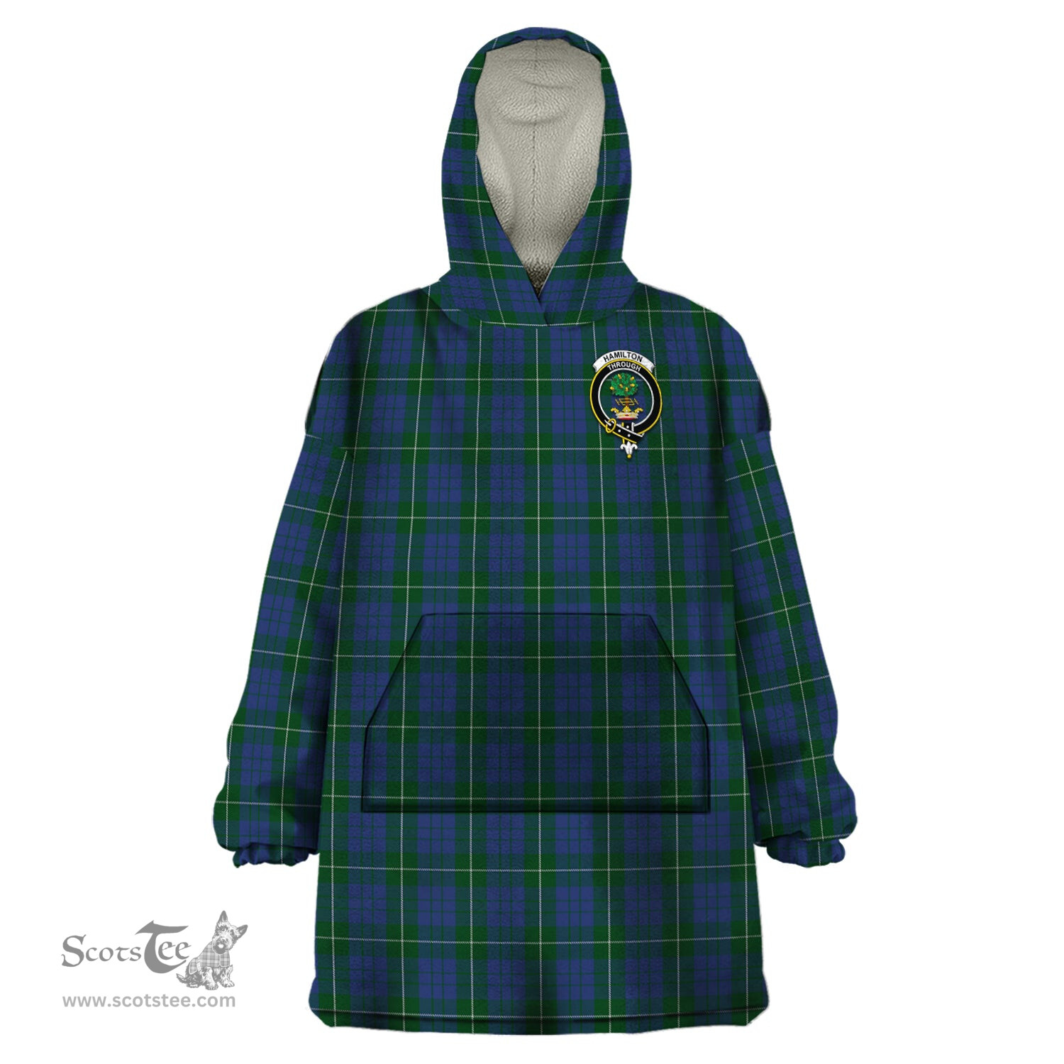 Scottish Hamilton Hunting Clan Family Crest Tartan Snuggie Hoodie Plaid Wearable Blanket Hoodie