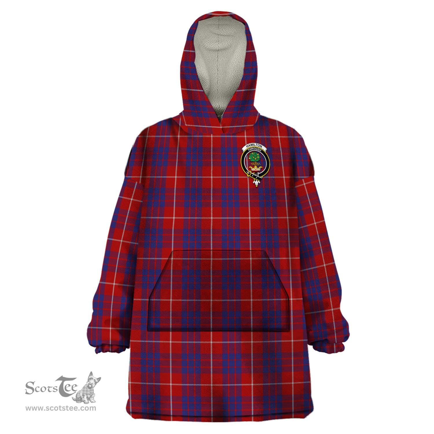 Scottish Hamilton Clan Family Crest Tartan Snuggie Hoodie Plaid Wearable Blanket Hoodie
