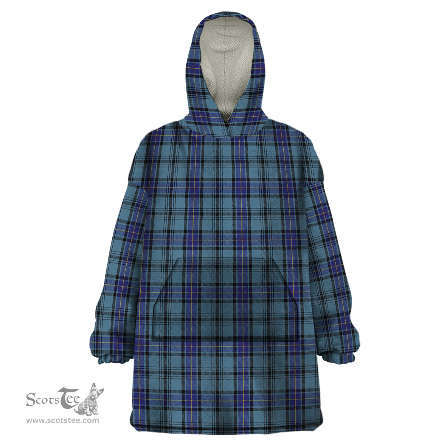 Scottish Hannay Blue Clan Tartan Snuggie Hoodie Plaid Wearable Blanket Hoodie