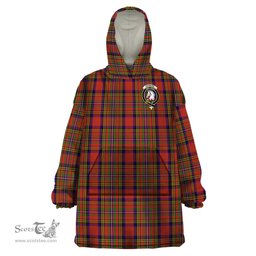 Scottish Hepburn Clan Family Crest Tartan Snuggie Hoodie Plaid Wearable Blanket Hoodie
