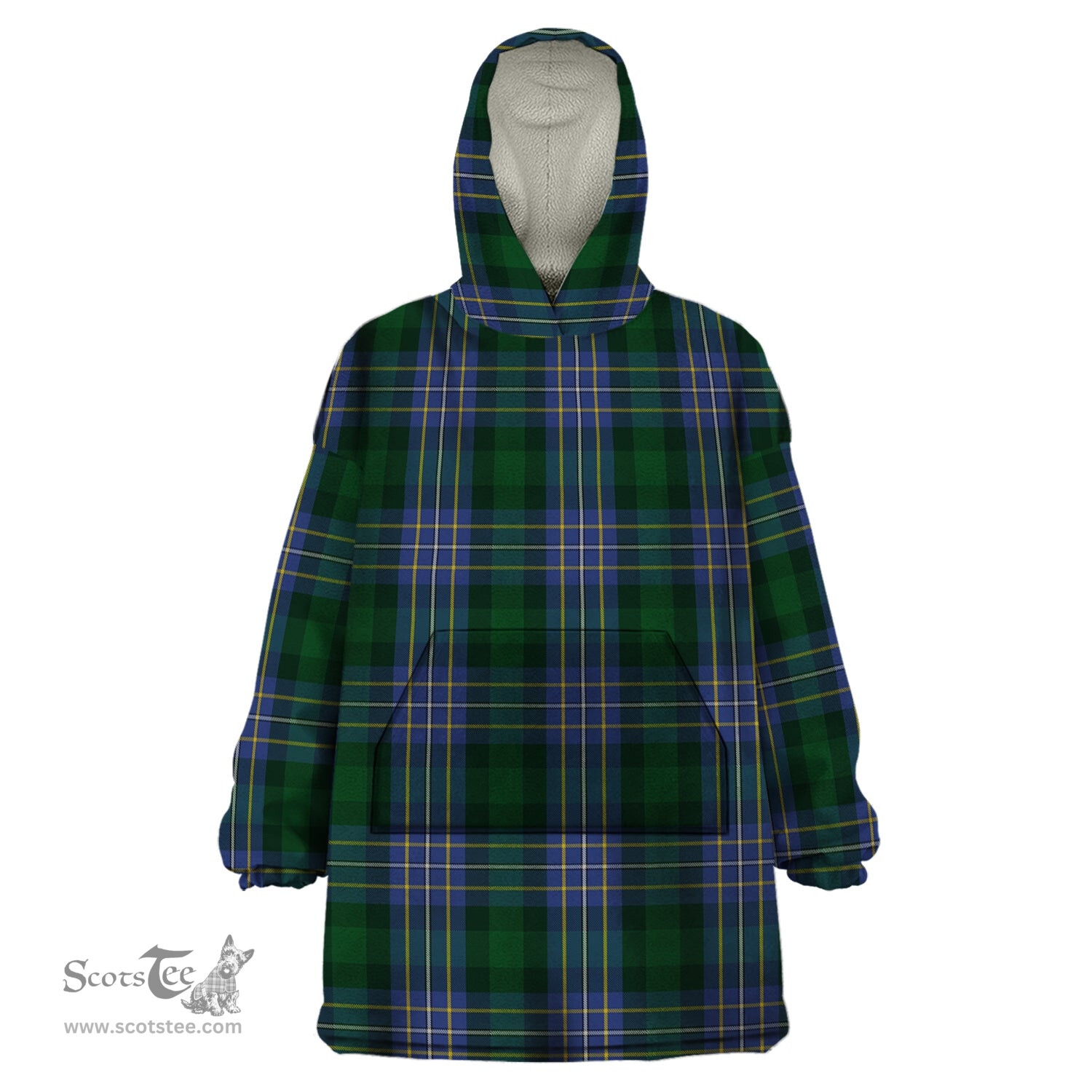 Scottish Hughes Clan Tartan Snuggie Hoodie Plaid Wearable Blanket Hoodie