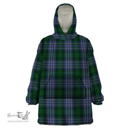 Scottish Hughes Clan Tartan Snuggie Hoodie Plaid Wearable Blanket Hoodie