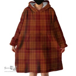 Scottish Hamilton Red Clan Tartan Snuggie Hoodie Plaid Wearable Blanket Hoodie