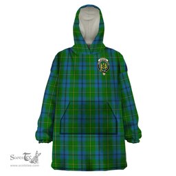 Scottish Johnston Clan Family Crest Tartan Snuggie Hoodie Plaid Wearable Blanket Hoodie