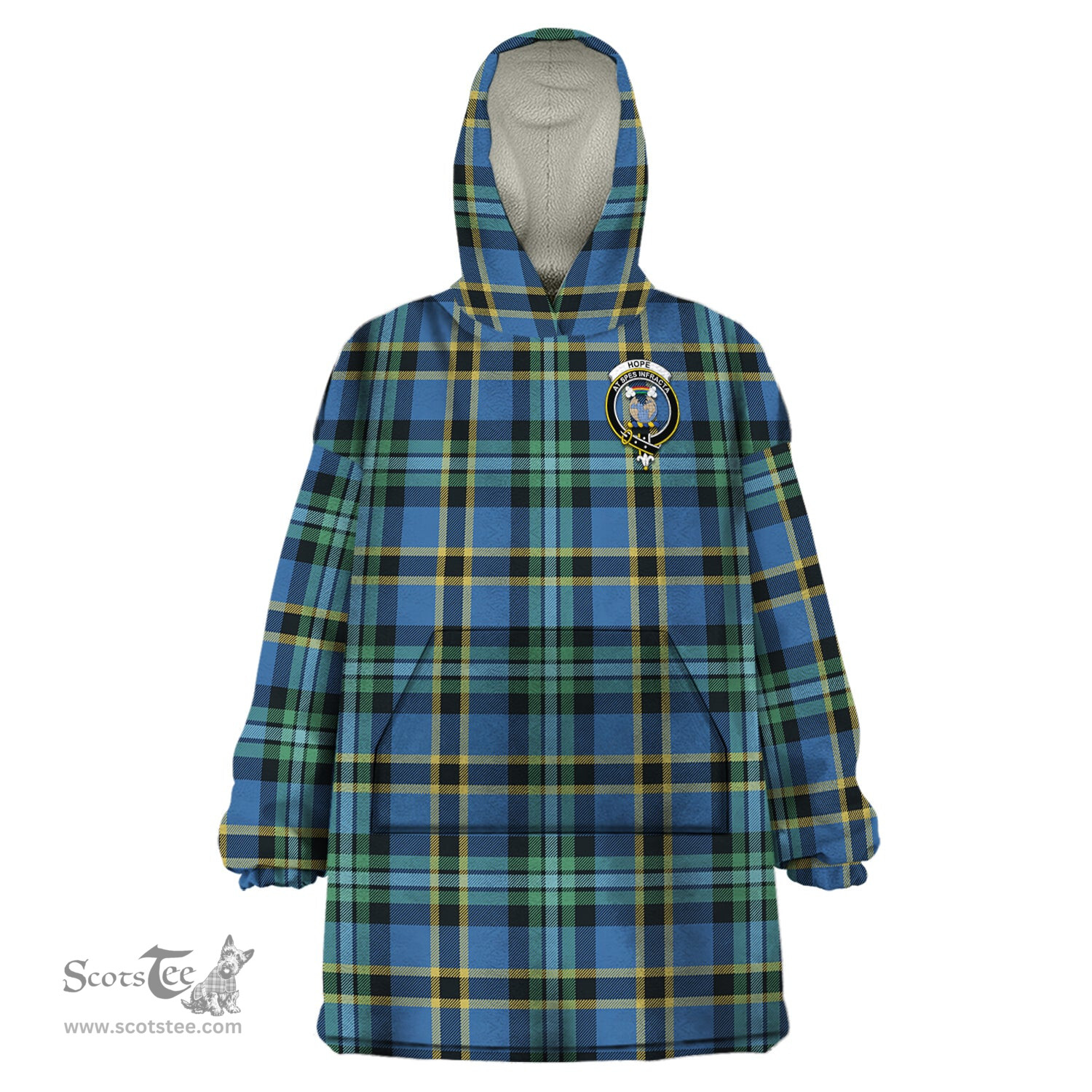 Scottish Hope Ancient Clan Family Crest Tartan Snuggie Hoodie Plaid Wearable Blanket Hoodie