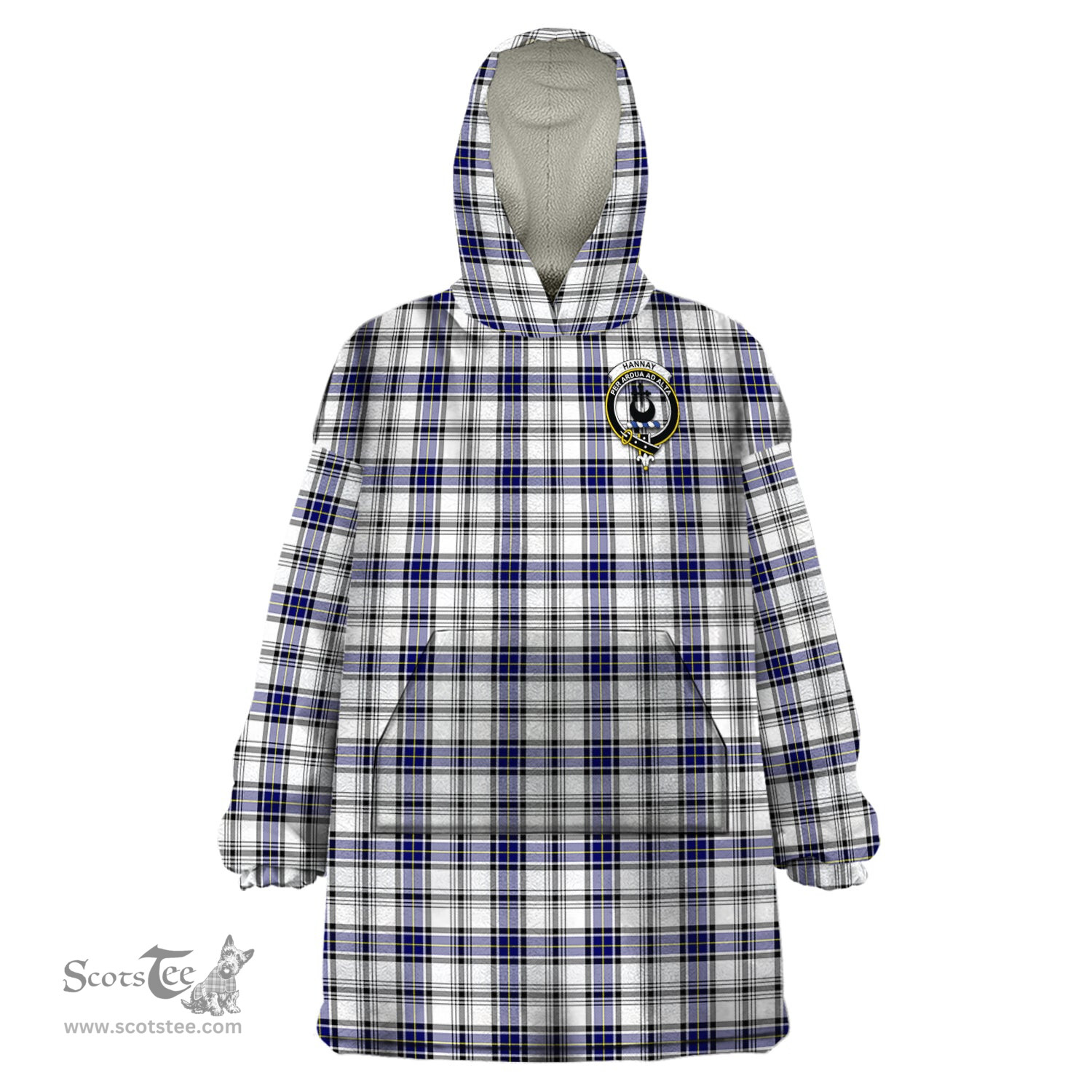 Scottish Hannay Modern Clan Family Crest Tartan Snuggie Hoodie Plaid Wearable Blanket Hoodie
