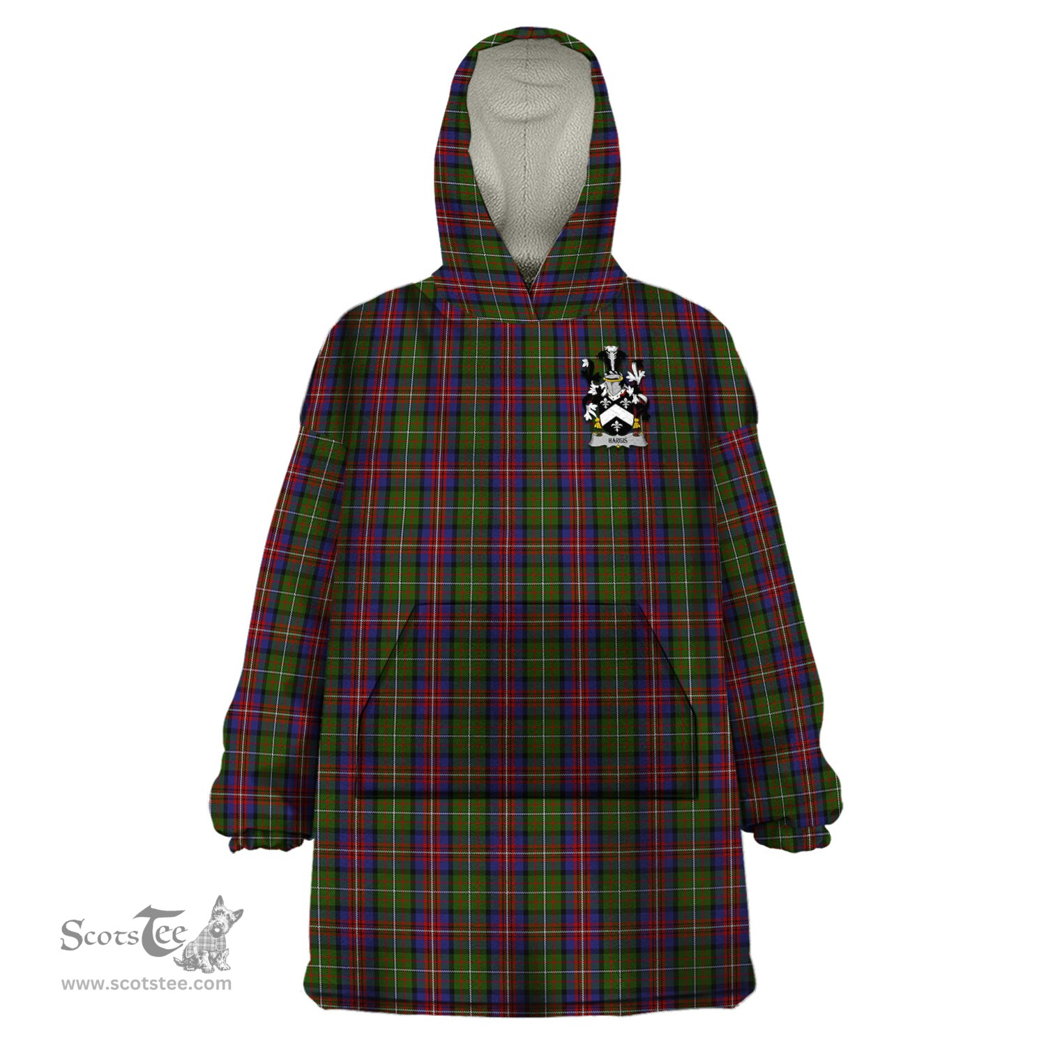 Scottish Hargis Clan Family Crest Tartan Snuggie Hoodie Plaid Wearable Blanket Hoodie