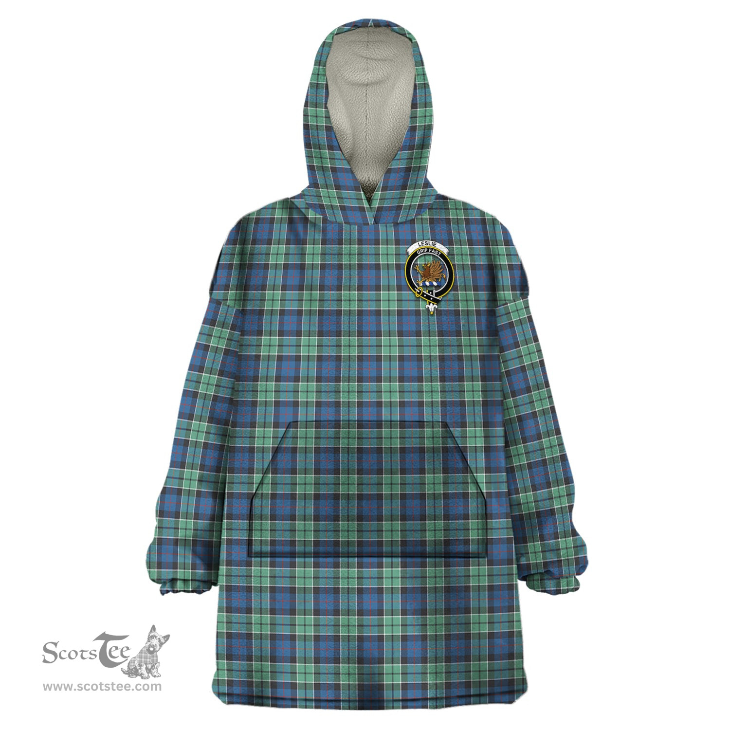 Scottish Leslie Hunting Ancient Clan Family Crest Tartan Snuggie Hoodie Plaid Wearable Blanket Hoodie
