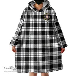 Scottish MacFarlane Black White Clan Family Crest Tartan Snuggie Hoodie Plaid Wearable Blanket Hoodie