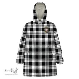 Scottish MacFarlane Black White Clan Family Crest Tartan Snuggie Hoodie Plaid Wearable Blanket Hoodie