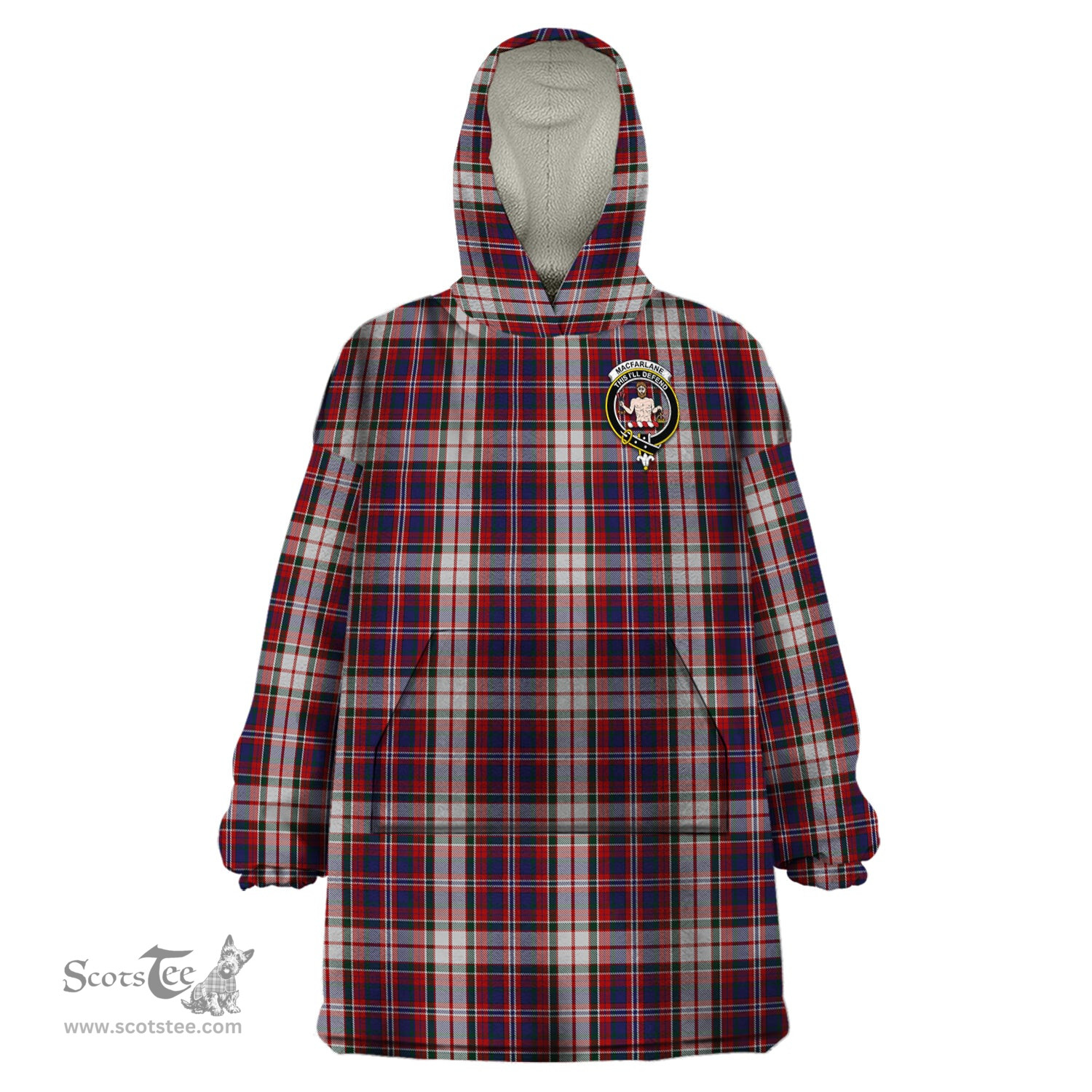 Scottish MacFarlane Dress Clan Family Crest Tartan Snuggie Hoodie Plaid Wearable Blanket Hoodie