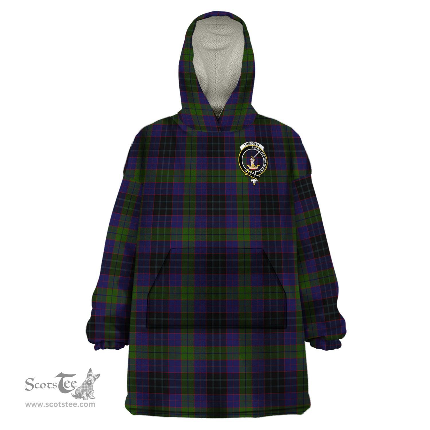 Scottish Lumsden Hunting Clan Family Crest Tartan Snuggie Hoodie Plaid Wearable Blanket Hoodie