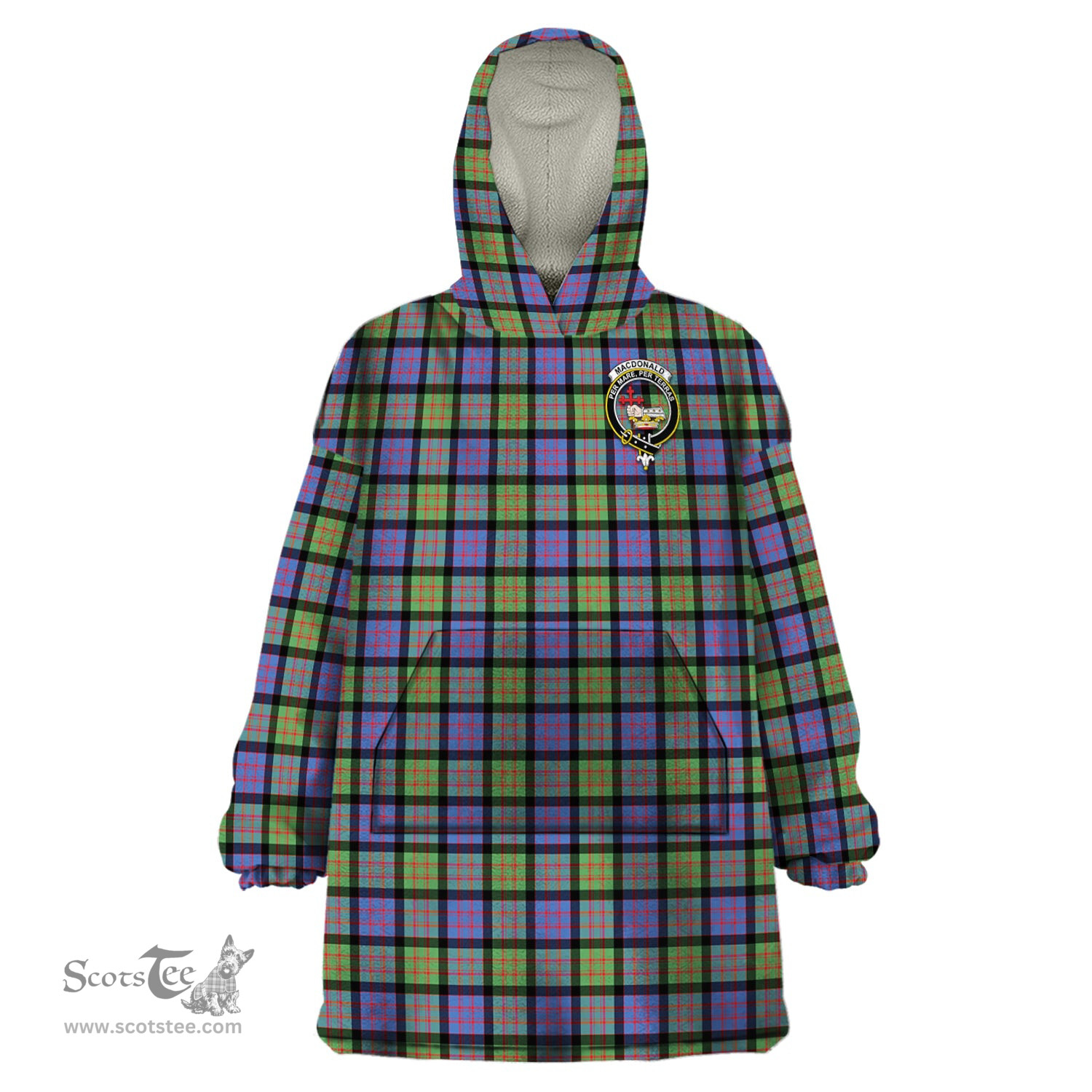 Scottish MacDonald Ancient Clan Family Crest Tartan Snuggie Hoodie Plaid Wearable Blanket Hoodie
