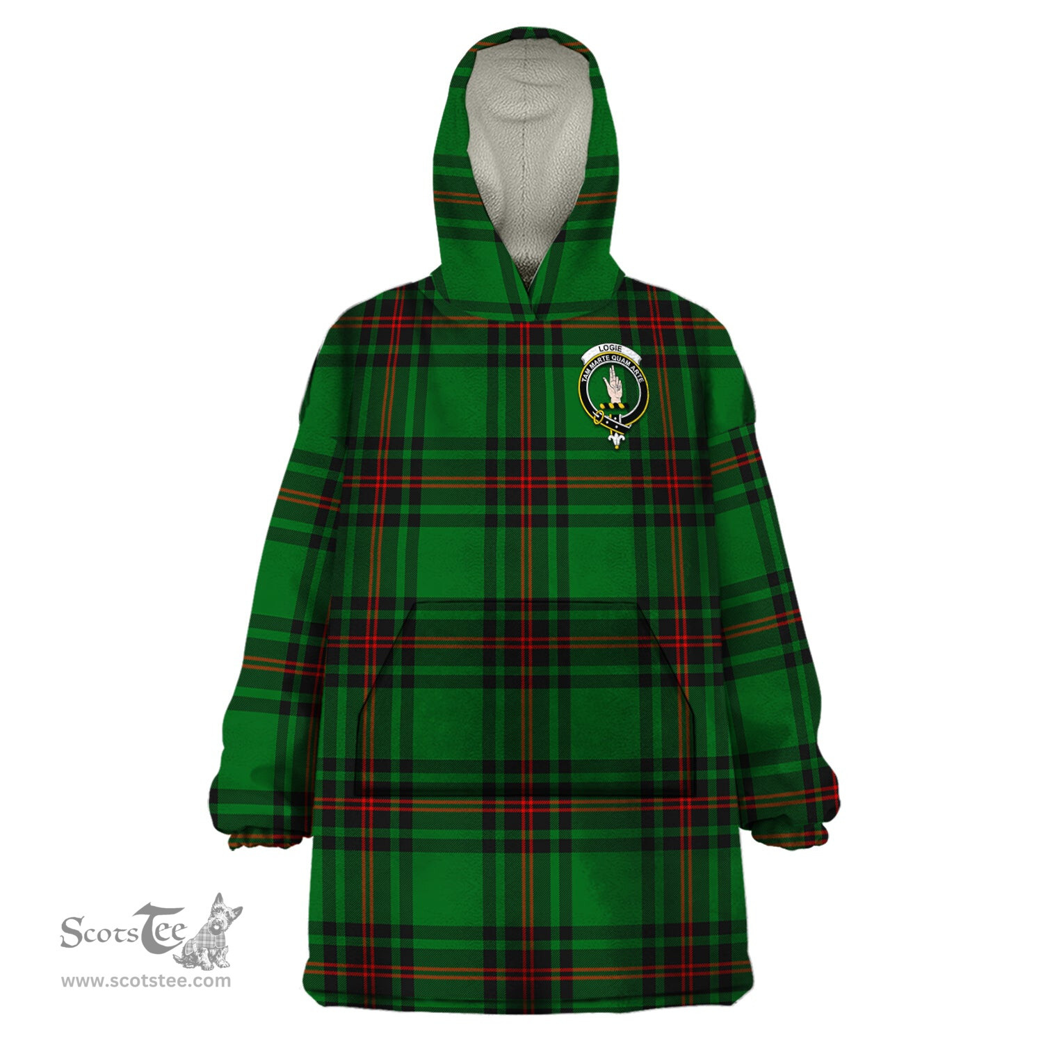 Scottish Logie Clan Family Crest Tartan Snuggie Hoodie Plaid Wearable Blanket Hoodie