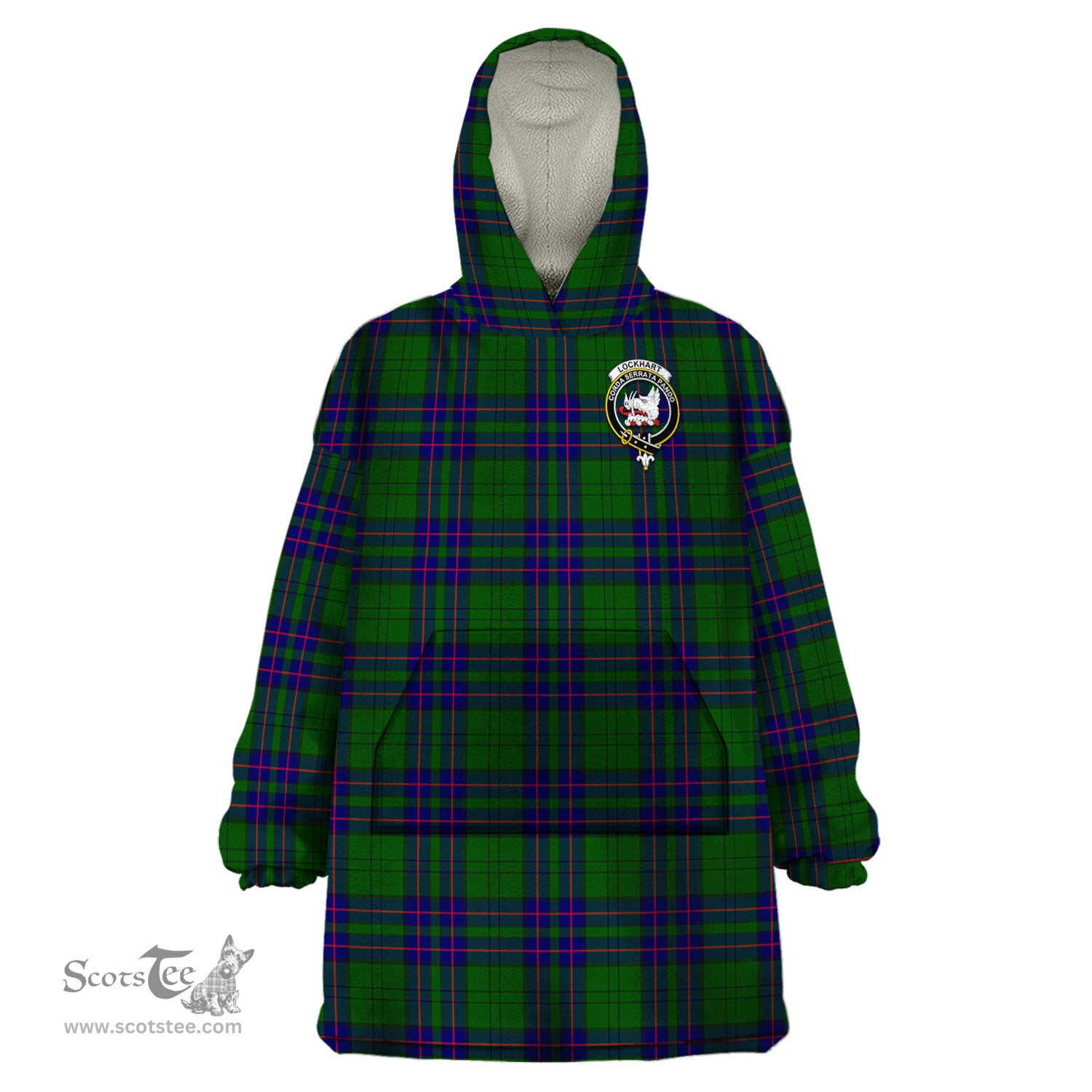 Scottish Lockhart Modern Clan Family Crest Tartan Snuggie Hoodie Plaid Wearable Blanket Hoodie