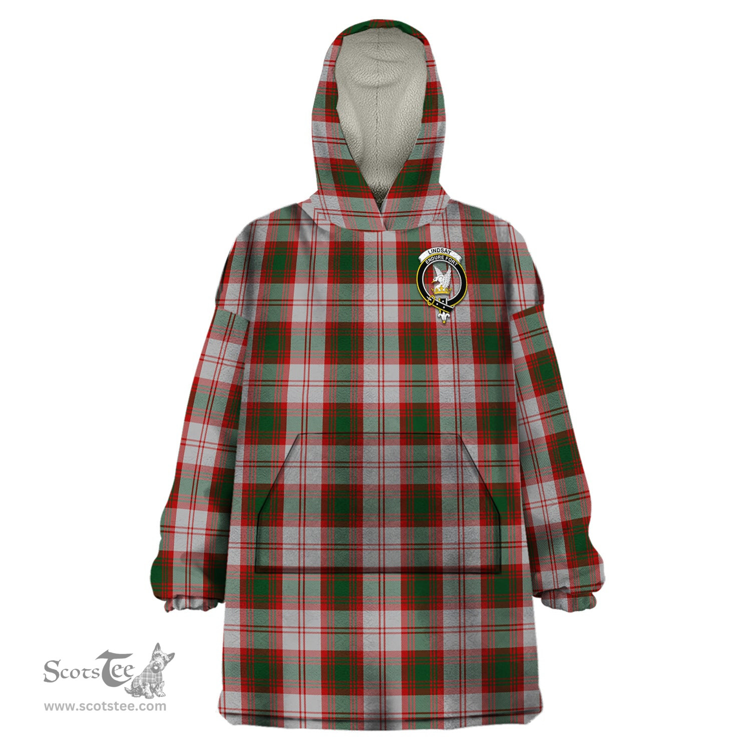 Scottish Lindsay Dress Red Clan Family Crest Tartan Snuggie Hoodie Plaid Wearable Blanket Hoodie