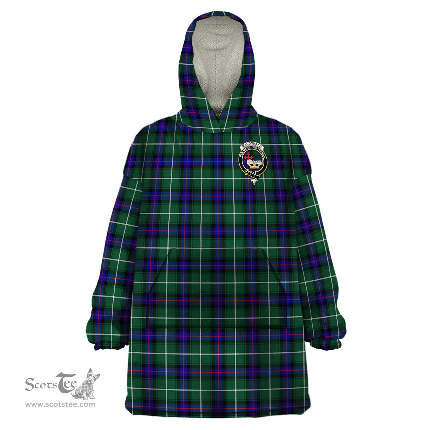 Scottish MacDonald of the Isles Hunting Modern Clan Family Crest Tartan Snuggie Hoodie Plaid Wearable Blanket Hoodie