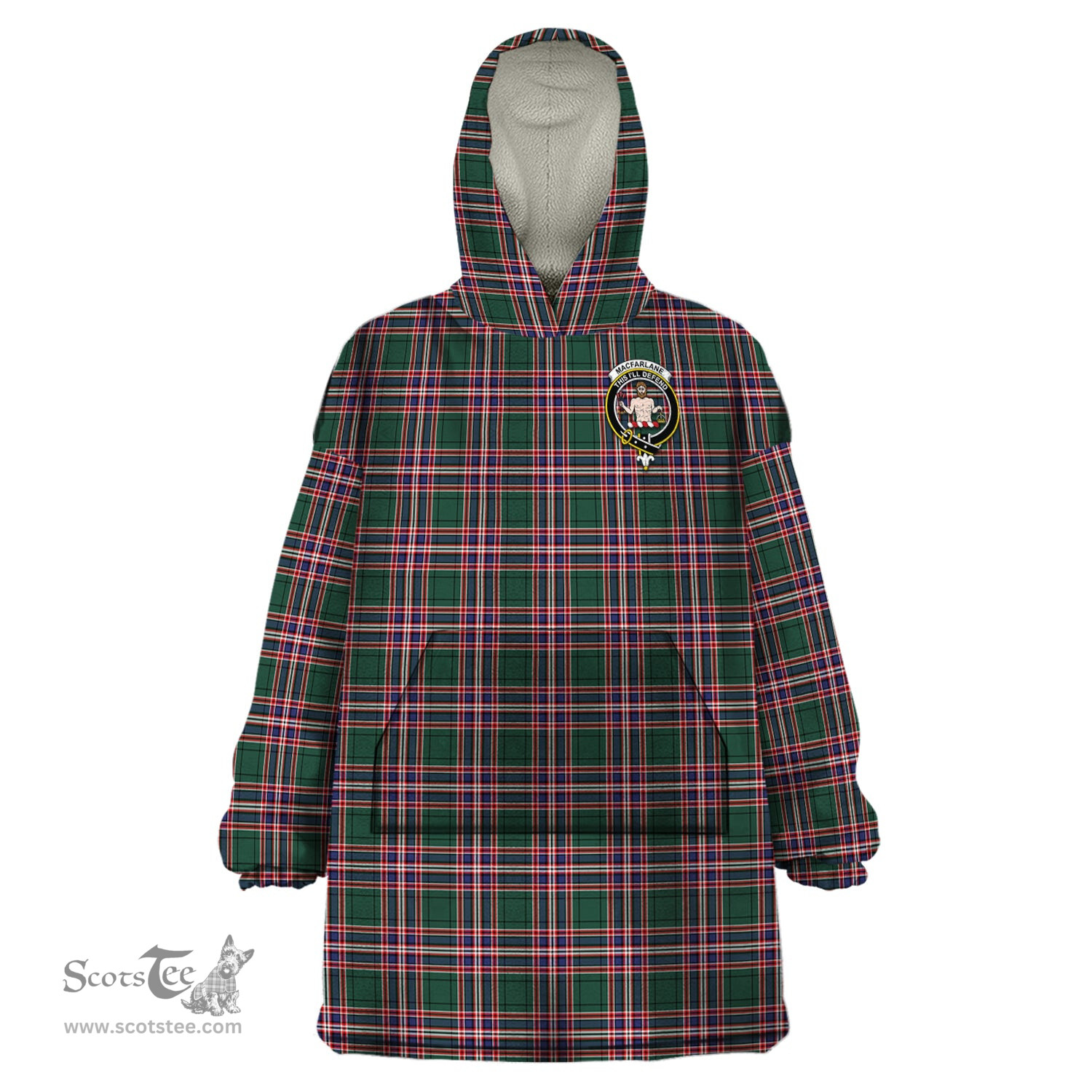 Scottish MacFarlane Hunting Modern Clan Family Crest Tartan Snuggie Hoodie Plaid Wearable Blanket Hoodie