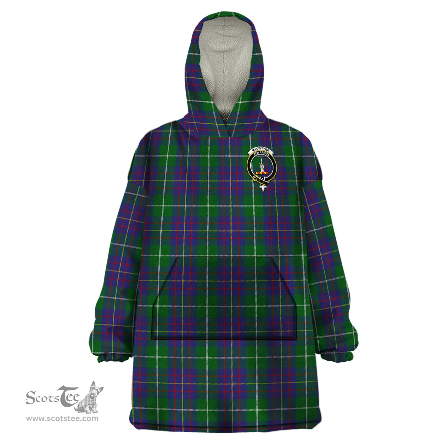 Scottish MacIntyre Inglis Clan Family Crest Tartan Snuggie Hoodie Plaid Wearable Blanket Hoodie