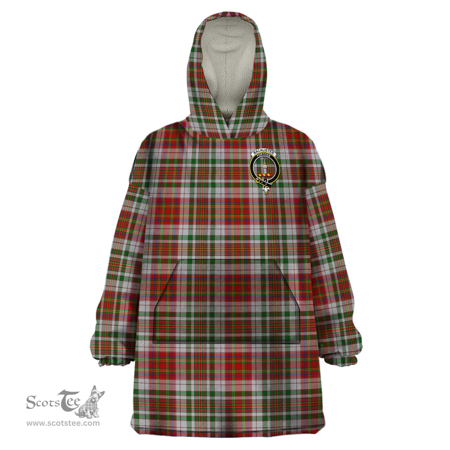 Scottish MacAlister Dress Clan Family Crest Tartan Snuggie Hoodie Plaid Wearable Blanket Hoodie
