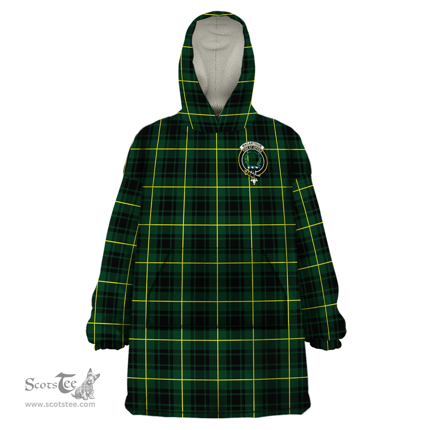 Scottish MacArthur Modern Clan Family Crest Tartan Snuggie Hoodie Plaid Wearable Blanket Hoodie