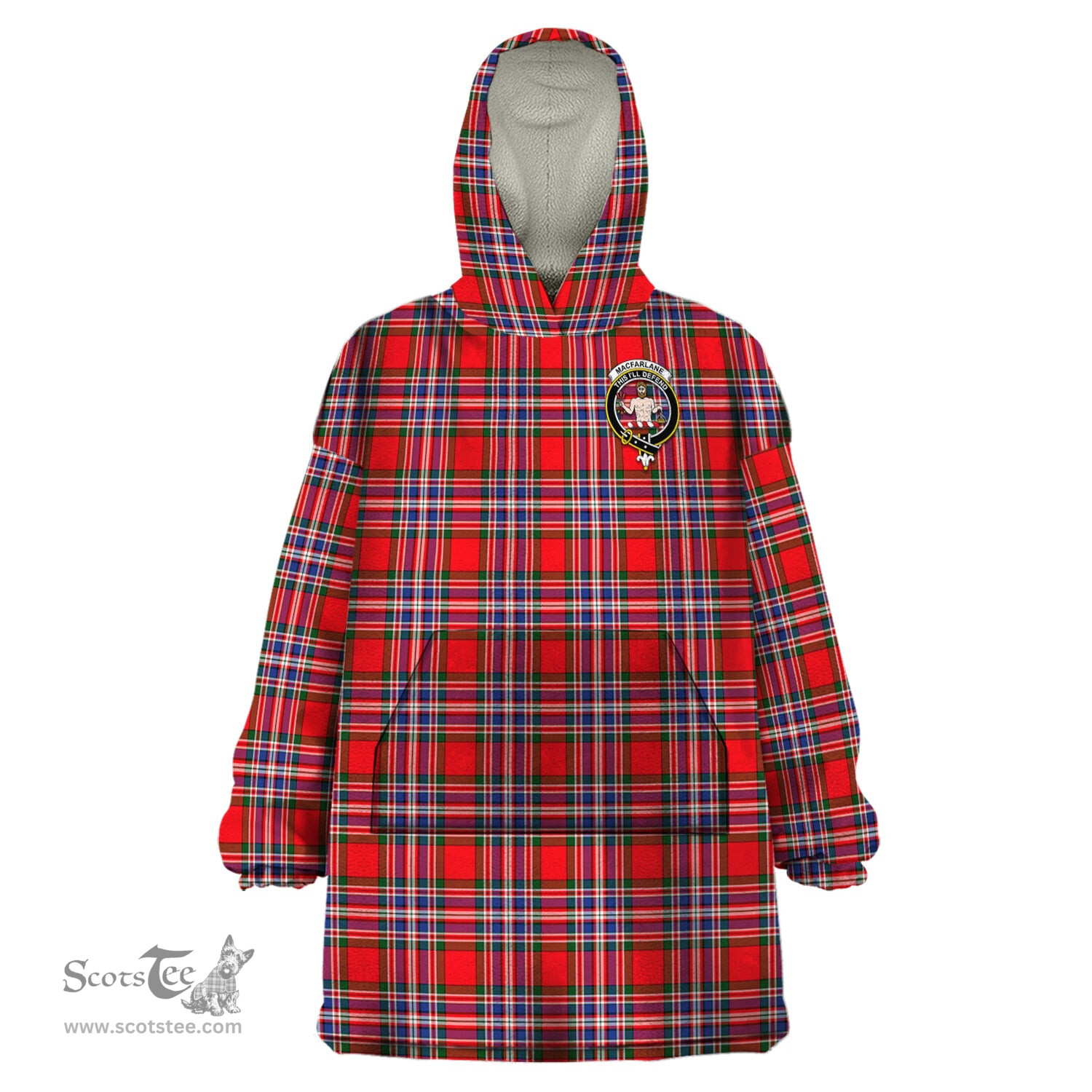 Scottish MacFarlane Modern Clan Family Crest Tartan Snuggie Hoodie Plaid Wearable Blanket Hoodie