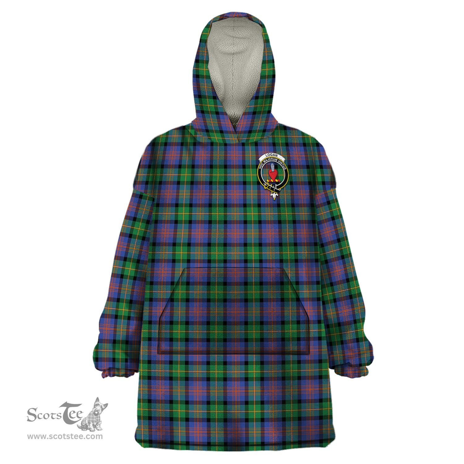 Scottish Logan Ancient Clan Family Crest Tartan Snuggie Hoodie Plaid Wearable Blanket Hoodie