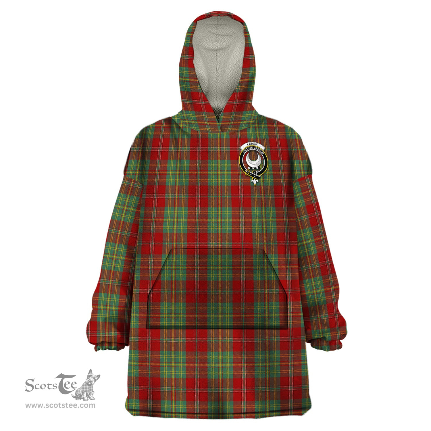 Scottish Leask Clan Family Crest Tartan Snuggie Hoodie Plaid Wearable Blanket Hoodie