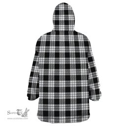 Scottish MacFarlane Black White Clan Tartan Snuggie Hoodie Plaid Wearable Blanket Hoodie