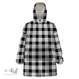 Scottish MacFarlane Black White Clan Tartan Snuggie Hoodie Plaid Wearable Blanket Hoodie