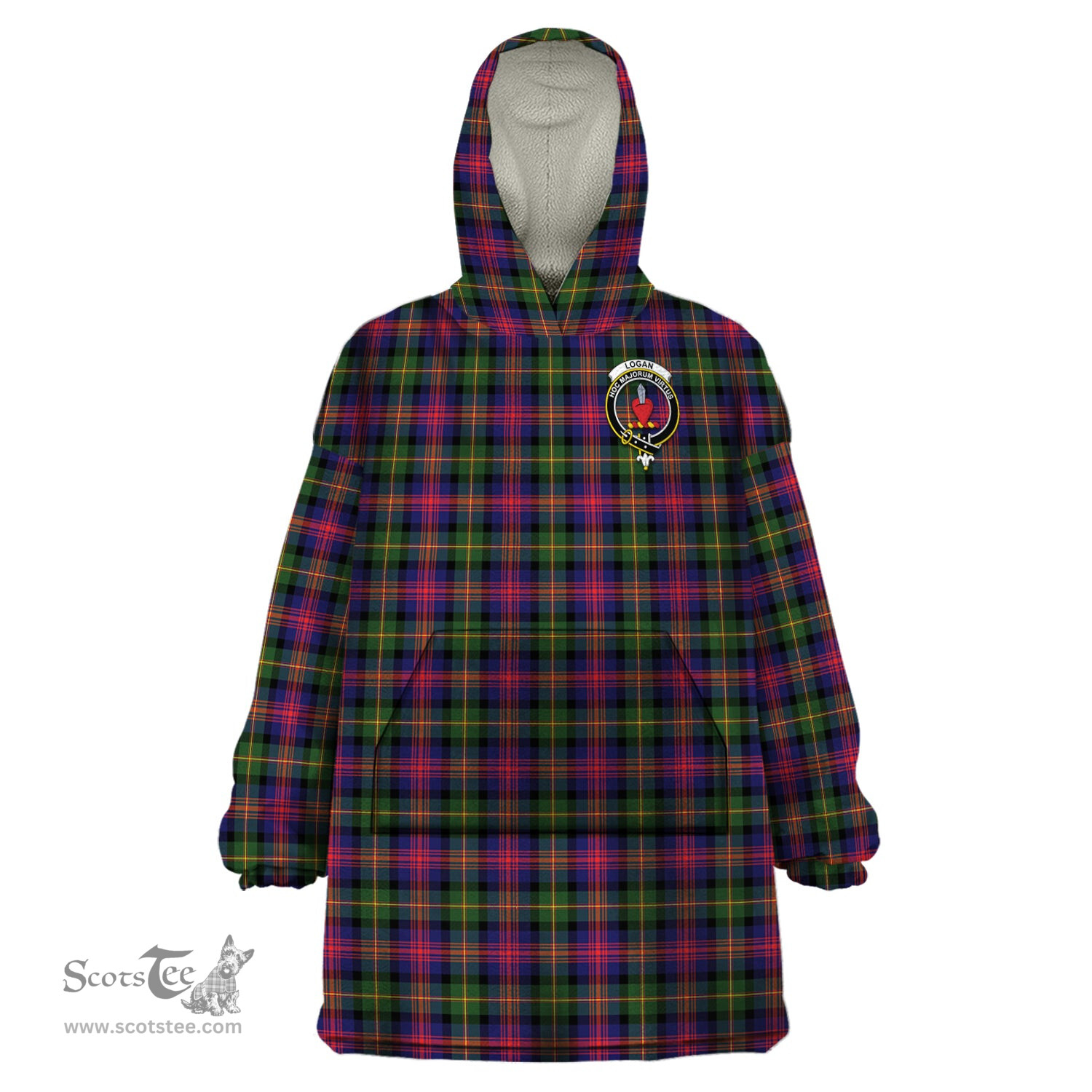 Scottish Logan Modern Clan Family Crest Tartan Snuggie Hoodie Plaid Wearable Blanket Hoodie