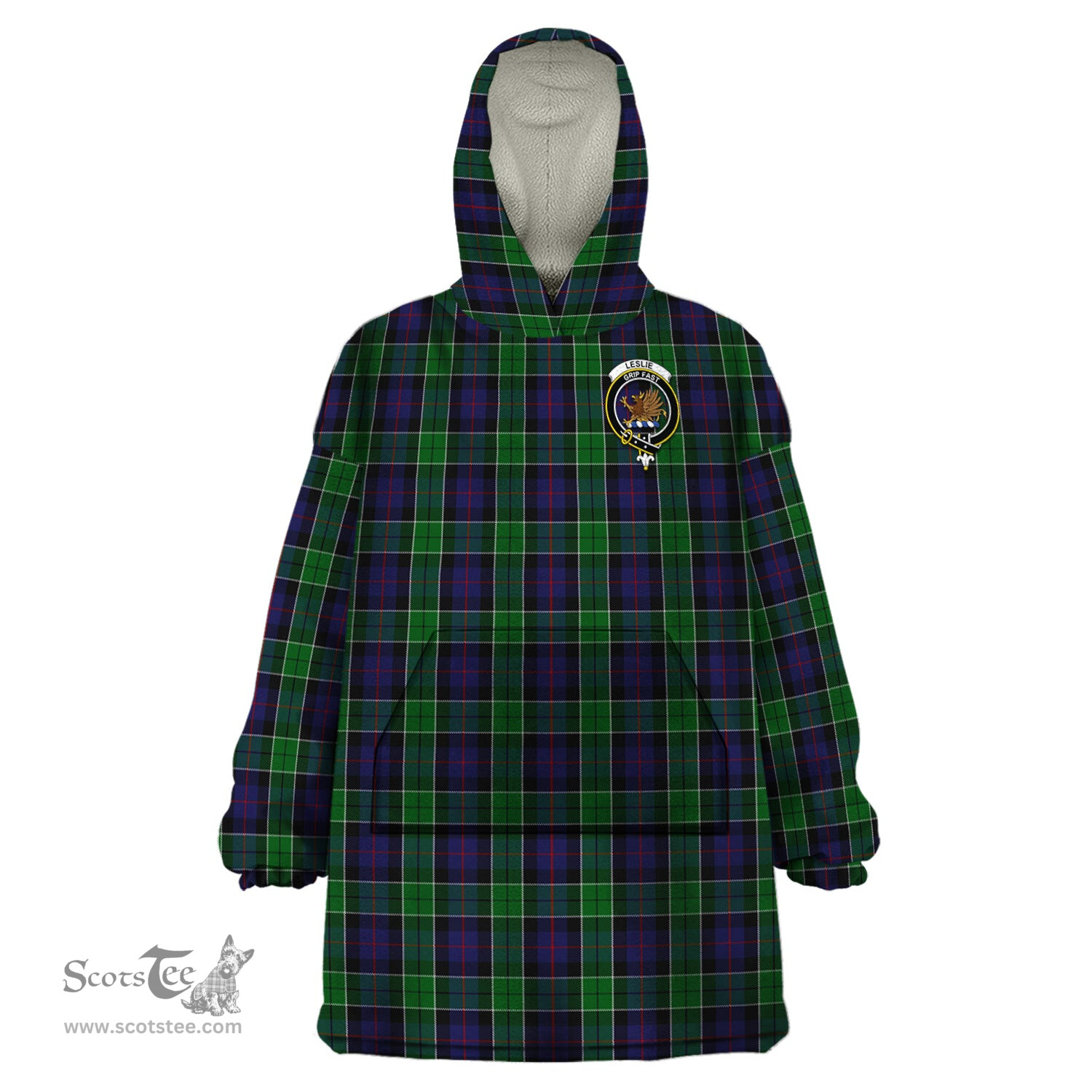 Scottish Leslie Hunting Clan Family Crest Tartan Snuggie Hoodie Plaid Wearable Blanket Hoodie