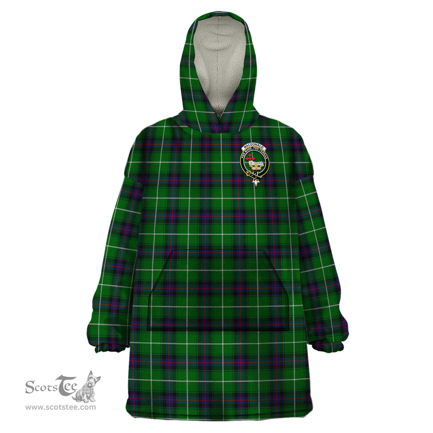 Scottish MacDonald of The Isles Clan Family Crest Tartan Snuggie Hoodie Plaid Wearable Blanket Hoodie