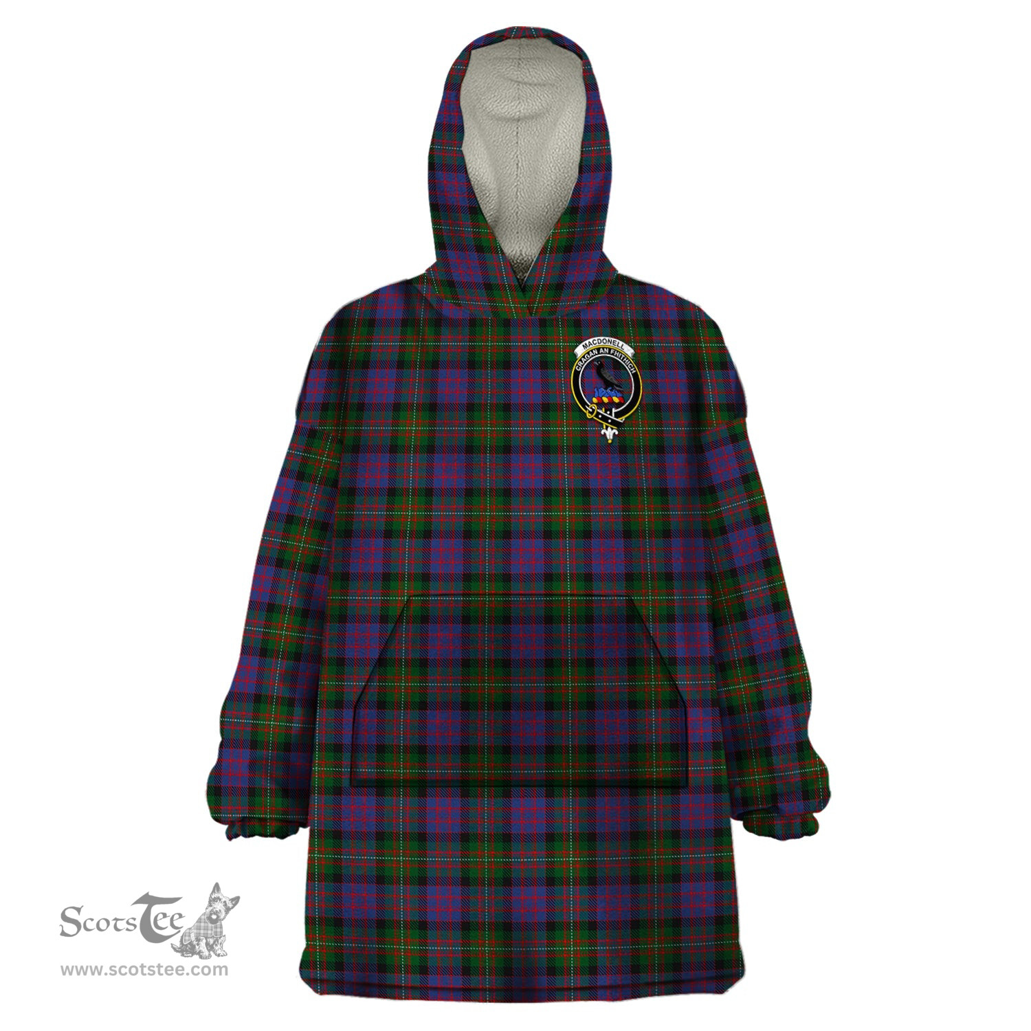 Scottish MacDonell of Glengarry Clan Family Crest Tartan Snuggie Hoodie Plaid Wearable Blanket Hoodie
