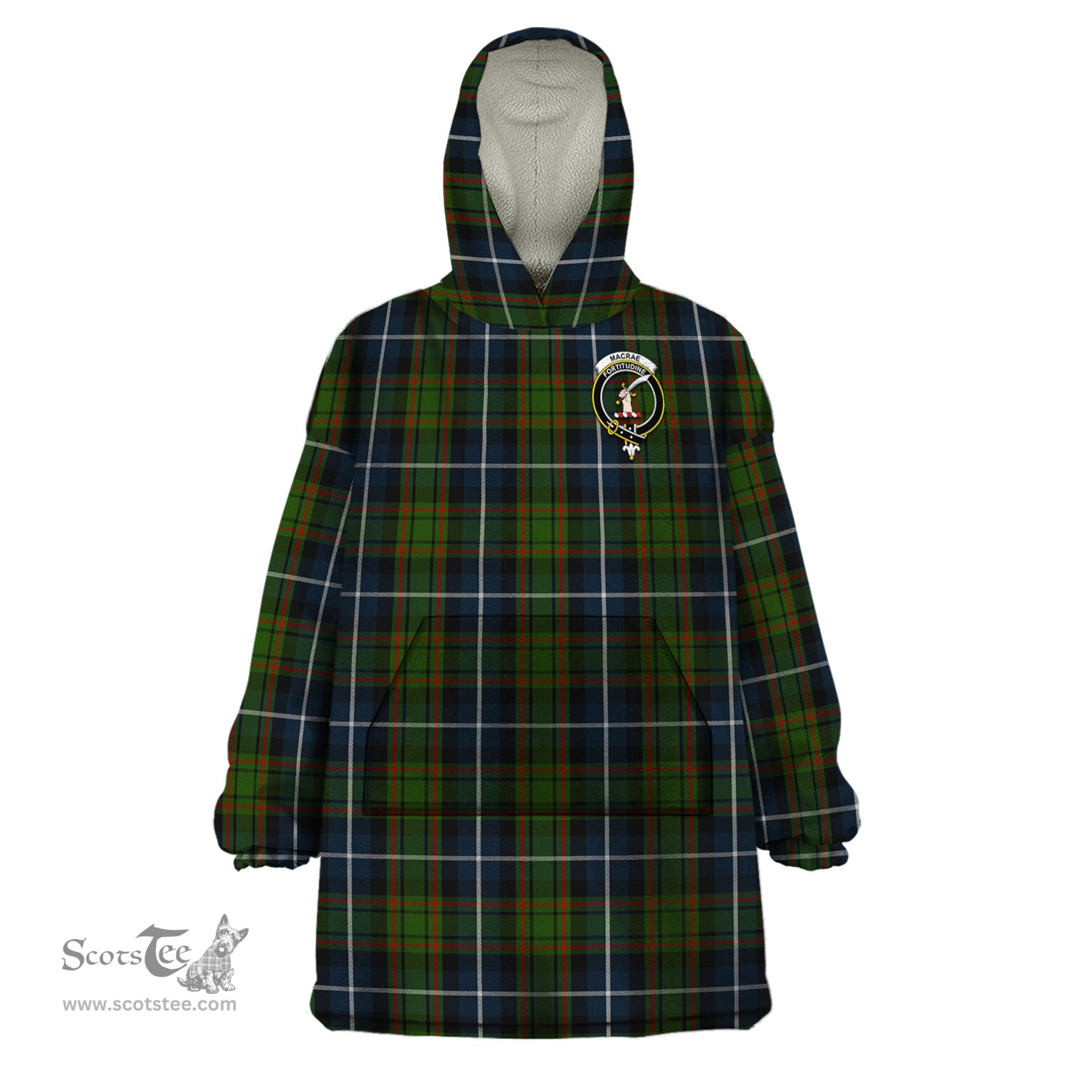 Scottish MacRae Hunting Clan Family Crest Tartan Snuggie Hoodie Plaid Wearable Blanket Hoodie