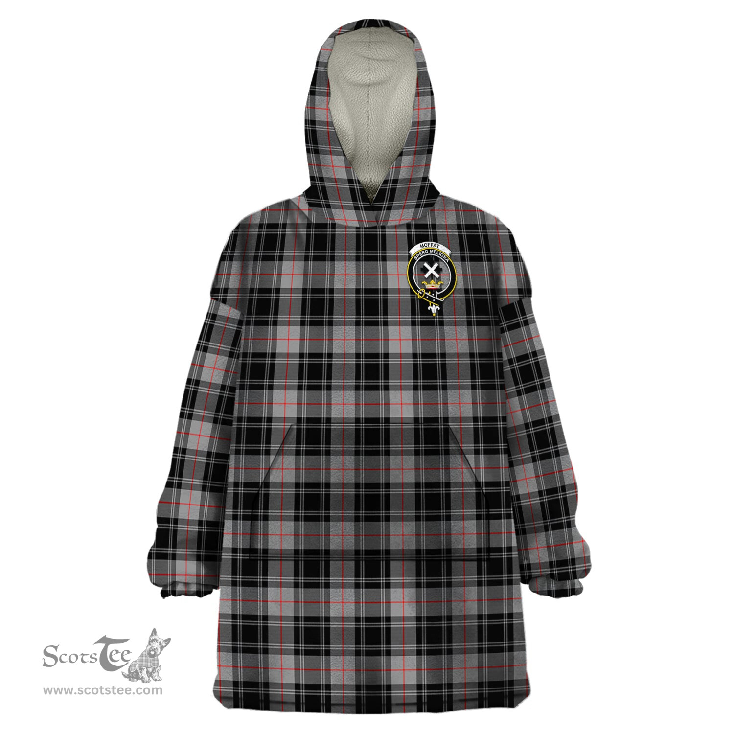 Scottish Moffat Modern Clan Family Crest Tartan Snuggie Hoodie Plaid Wearable Blanket Hoodie