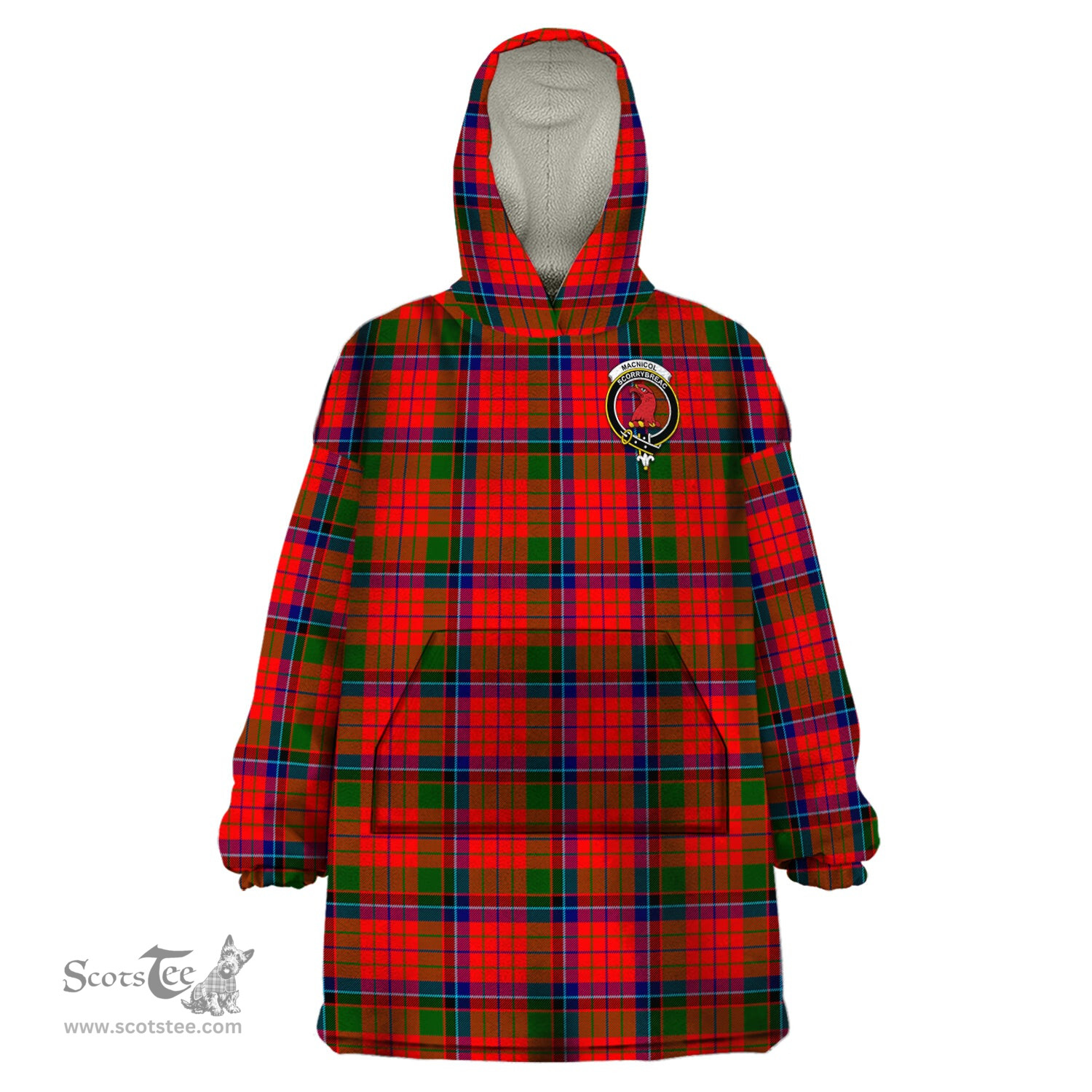 Scottish MacNicol of Scorrybreac Clan Family Crest Tartan Snuggie Hoodie Plaid Wearable Blanket Hoodie