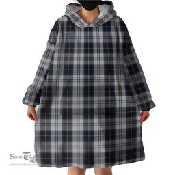 Scottish Menzies Black Dress Clan Tartan Snuggie Hoodie Plaid Wearable Blanket Hoodie