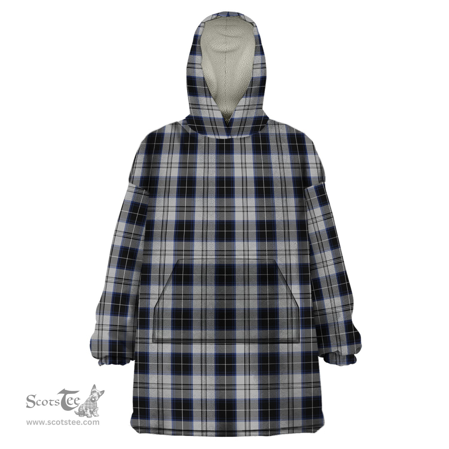 Scottish Menzies Black Dress Clan Tartan Snuggie Hoodie Plaid Wearable Blanket Hoodie