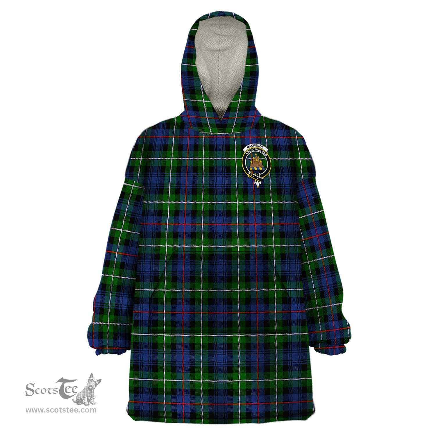 Scottish MacKenzie Modern Clan Family Crest Tartan Snuggie Hoodie Plaid Wearable Blanket Hoodie