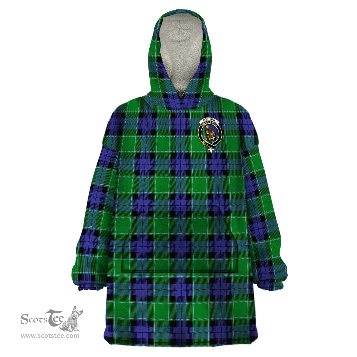 Scottish Monteith Clan Family Crest Tartan Snuggie Hoodie Plaid Wearable Blanket Hoodie