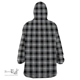 Scottish Menzies Black and White Clan Tartan Snuggie Hoodie Plaid Wearable Blanket Hoodie