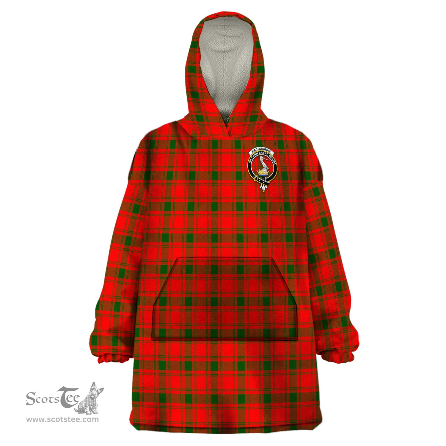Scottish MacQuarrie Modern Clan Family Crest Tartan Snuggie Hoodie Plaid Wearable Blanket Hoodie