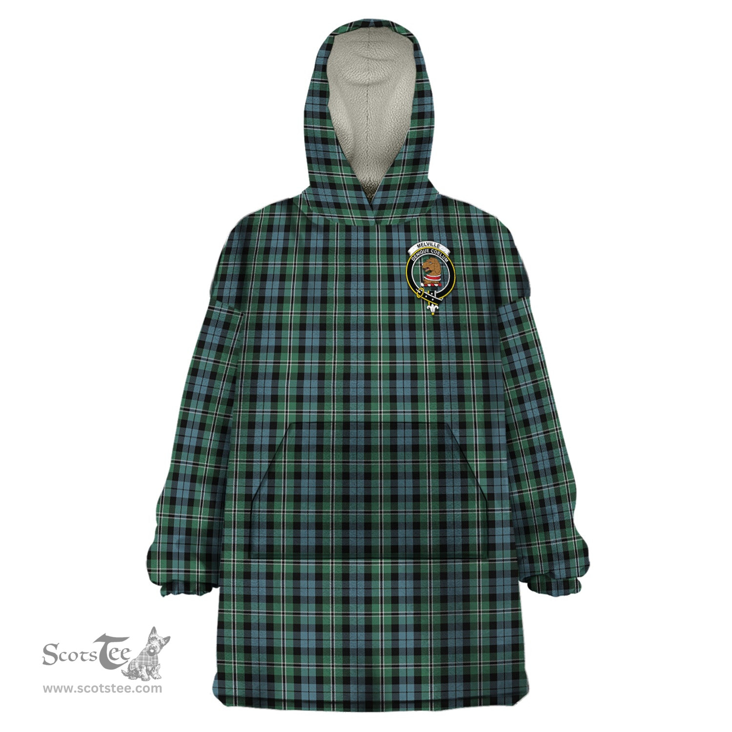 Scottish Melville Clan Family Crest Tartan Snuggie Hoodie Plaid Wearable Blanket Hoodie